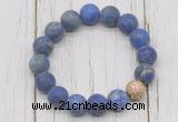 CGB5822 10mm, 12mm matte lapis lazuli beads with zircon ball charm bracelets