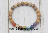 CGB6233 8mm picture jasper 7 chakra beaded mala stretchy bracelets