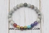 CGB6241 8mm greeting pine jasper 7 chakra beaded mala stretchy bracelets