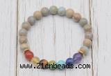 CGB6248 8mm serpentine jasper 7 chakra beaded mala stretchy bracelets