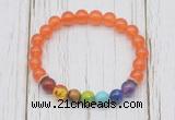 CGB6255 8mm candy jade 7 chakra beaded mala stretchy bracelets