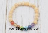 CGB6269 8mm honey jade 7 chakra beaded mala stretchy bracelets