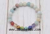 CGB6270 8mm amazonite 7 chakra beaded mala stretchy bracelets