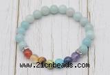 CGB6271 8mm amazonite 7 chakra beaded mala stretchy bracelets