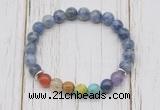 CGB6277 8mm blue spot stone 7 chakra beaded mala stretchy bracelets