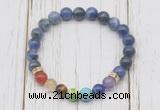 CGB6278 8mm sodalite 7 chakra beaded mala stretchy bracelets