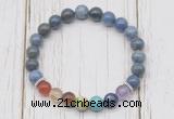 CGB6279 8mm dumortierite 7 chakra beaded mala stretchy bracelets