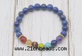 CGB6280 8mm lapis lazuli 7 chakra beaded mala stretchy bracelets