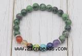 CGB6283 8mm ruby zoisite 7 chakra beaded mala stretchy bracelets