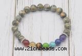 CGB6284 8mm rhyolite 7 chakra beaded mala stretchy bracelets