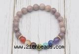 CGB6287 8mm lepidolite 7 chakra beaded mala stretchy bracelets