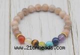 CGB6317 8mm sunstone 7 chakra beaded mala stretchy bracelets