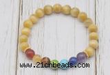 CGB6329 8mm golden tiger eye 7 chakra beaded mala stretchy bracelets