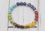 CGB6341 8mm 7 chakra gemstone beaded mala stretchy bracelets