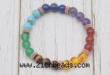 CGB6344 8mm 7 chakra gemstone beaded mala stretchy bracelets