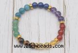 CGB6346 8mm 7 chakra gemstone beaded mala stretchy bracelets