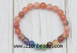 CGB6353 8mm fire agate 7 chakra beaded mala stretchy bracelets