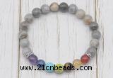 CGB6355 8mm silver needle agate 7 chakra beaded mala stretchy bracelets