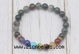 CGB6363 8mm blood jasper 7 chakra beaded mala stretchy bracelets