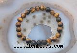 CGB6401 8mm round yellow tiger eye & black lava beaded bracelets