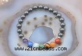 CGB6435 8mm round hematite 7 chakra beads bracelet wholesale