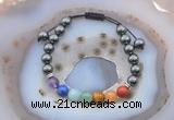 CGB6450 8mm round hematite 7 chakra beads adjustable bracelets