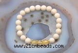 CGB6459 8mm round matte white fossil jasper & citrine beaded bracelets