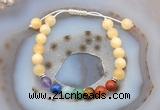 CGB6502 8mm round honey jade 7 chakra beads adjustable bracelets