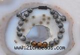 CGB6591 8mm round matte black labradorite & yellow tiger eye adjustable bracelets