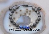 CGB6592 8mm round matte black labradorite & lapis lazuli adjustable bracelets