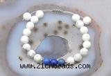CGB6594 8mm round matte white howlite & lapis lazuli adjustable bracelets