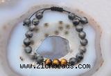 CGB6596 8mm round black labradorite & yellow tiger eye adjustable bracelets