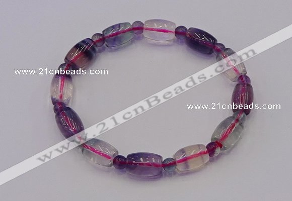 CGB660 7.5 inches 5mm round & 8*11mm drum fluorite bracelet