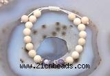 CGB6609 8mm round white fossil jasper & dogtooth amethyst adjustable bracelets