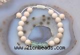 CGB6613 8mm round white fossil jasper & green fluorite adjustable bracelets