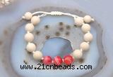 CGB6655 10mm round white fossil jasper & red banded agate adjustable bracelets