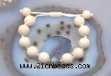 CGB6719 12mm round white fossil jasper & labradorite adjustable bracelets