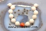 CGB6730 12mm round white fossil jasper & fire agate adjustable bracelets