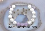 CGB6744 10mm round white howlite & lavender amethyst adjustable bracelets