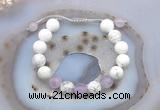 CGB6745 10mm round white howlite & lavender amethyst adjustable bracelets