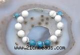 CGB6751 Hand-knotted 10mm round white howlite & apatite adjustable bracelets