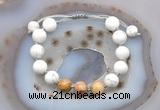 CGB6772 10mm round white howlite & yellow crazy agate adjustable bracelets