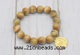 CGB6823 10mm, 12mm golden tiger eye beaded bracelet with alloy pendant