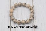 CGB6842 10mm, 12mm feldspar beaded bracelet with alloy pendant