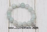 CGB6849 10mm, 12mm sea blue banded agate beaded bracelet with alloy pendant