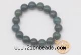 CGB6863 10mm, 12mm moss agate beaded bracelet with alloy pendant