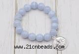 CGB6867 10mm, 12mm blue lace agate beaded bracelet with alloy pendant