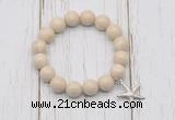 CGB6872 10mm, 12mm white fossil jasper beaded bracelet with alloy pendant