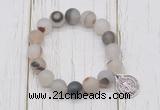 CGB6892 10mm, 12mm matte montana agate beaded bracelet with alloy pendant