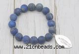 CGB6911 10mm, 12mm matte lapis lazuli beaded bracelet with alloy pendant